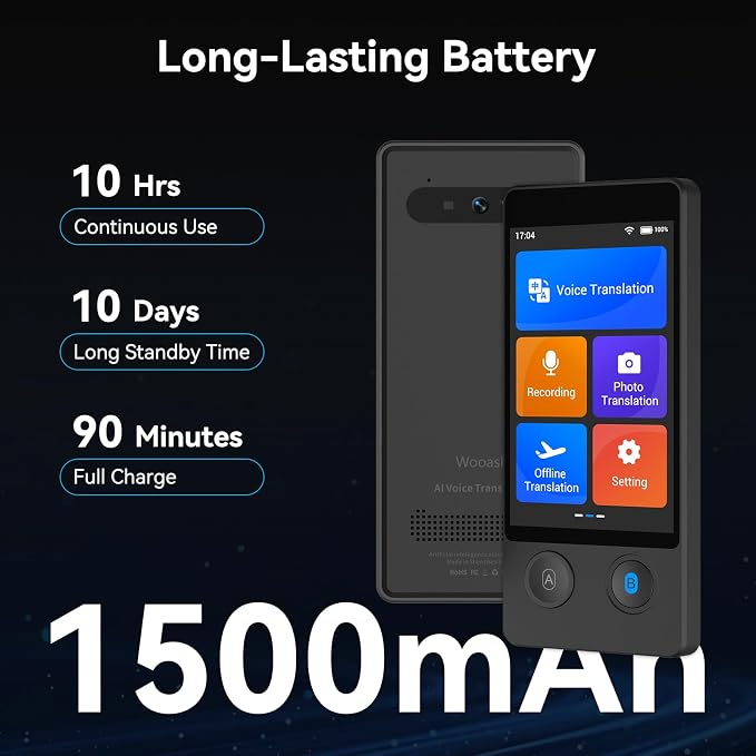 W12 Language Translator Device, 2026 Upgraded AI Translator No WiFi Needed, Support ChatGPT, 140+ Languages Instant Two-Way Translator, Offline/Photo Translation for Business Travel