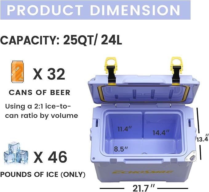 EchoSmile 12/18/25 Quart Rotomolded Cooler, Built to Stand up to The Rigors of The Journey