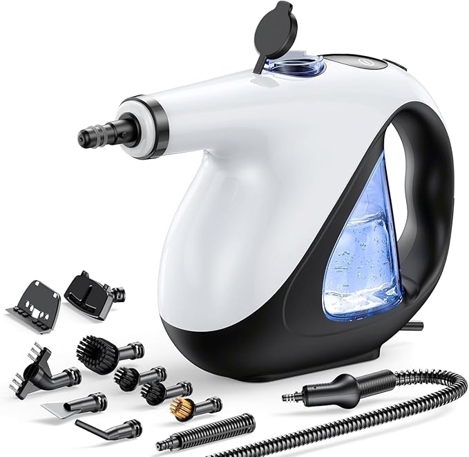 Handheld Steam Cleaner for Home 3s Instant Heat-Up No Need to Wait, Upgrade 2 LB Light Weight Easy Refill Portable Steamer Cleaner for Furniture Couch Grout Walls Kitchenware (White)