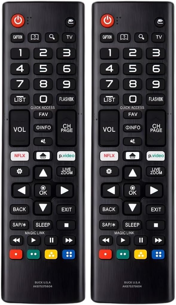 2 Pack AKB75375604 LG TV Remote Control Replacement for Smart TV - Easy Setup Remote, Streaming Shortcuts - Works with LG 4K, UHD, LED, OLED Smart HDTV Models (AKB75095307 AKB74915305 AKB76040302)