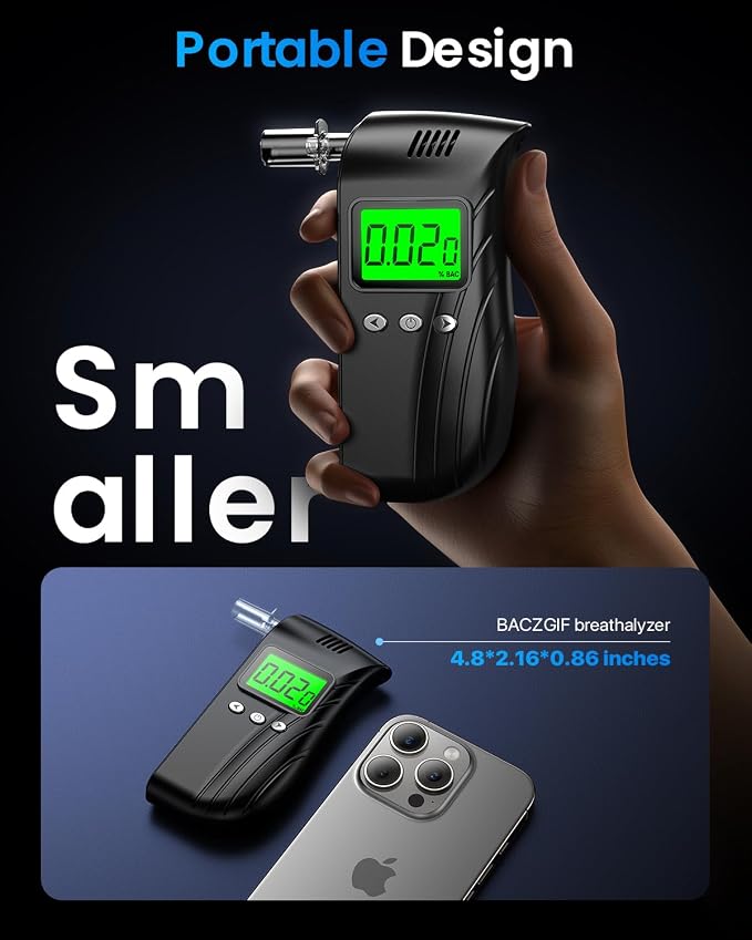 Breathalyzer, Breathalyzers for Alcohol with LCD Digital, Display Alcohol Breathalyzer Tester for Home Use, Portable Breathalyzer with 10 Mouthpieces and Carrying Case
