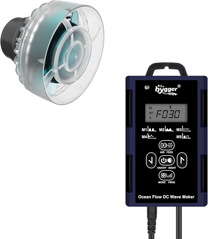 hygger Mini Wave Maker For Aquarium, Ultra-quiet Transparent Wavemaker With Controller, Adjustable Flow Magnetic DC 12V 850GPH Powerhead, Circulation Pump For 20-80Gallon Freshwater Coral Reef Tank