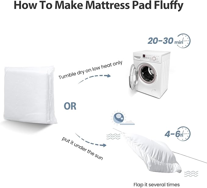 EASELAND California King Mattress Pad Pillow Top Mattress Cover Quilted Fitted Mattress Protector Long Cotton Top 8-21" Deep Pocket Cooling Mattress Topper (72x84 Inches, White)