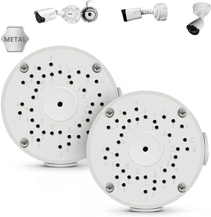【Only Compatible with Bullet Cameras】 Universal Bullet Security Camera Mount Bracket Hide Cable, Metal Electric Enclosure, Waterproof Outdoor Camera Cover, Base Junction Box for CCTV Cams (2 Pack)