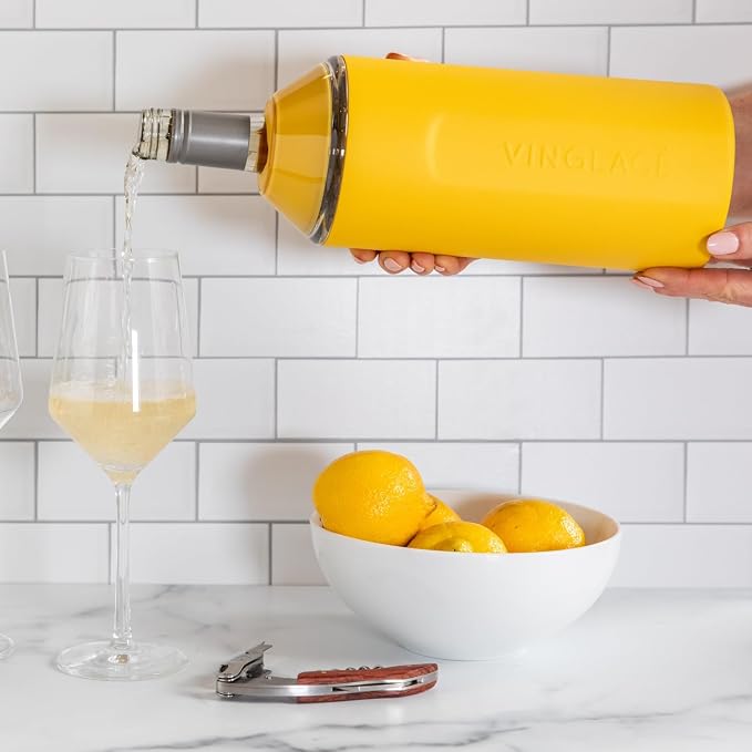 Vinglacé Wine Bottle Chiller- Portable Champagne Insulator- Stainless Steel Wine Cooler Sleeve - Keeps Wine Cold (Sunflower)
