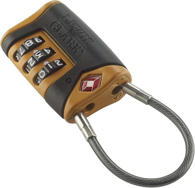 Lewis N. Clark TSA-Approved Combination Luggage Lock With Steel Cable (2-Pack), Orange, One Size