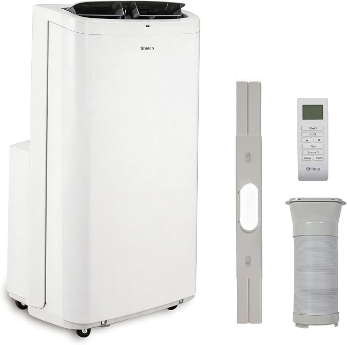 Shinco 14,000 BTU White Portable Air Conditioner, Portable AC Unit with Built-in Cool, Dehumidifier & Fan Modes for Room up to 700 sq.ft, Room Air Conditioner with Remote Control, Installation Kit