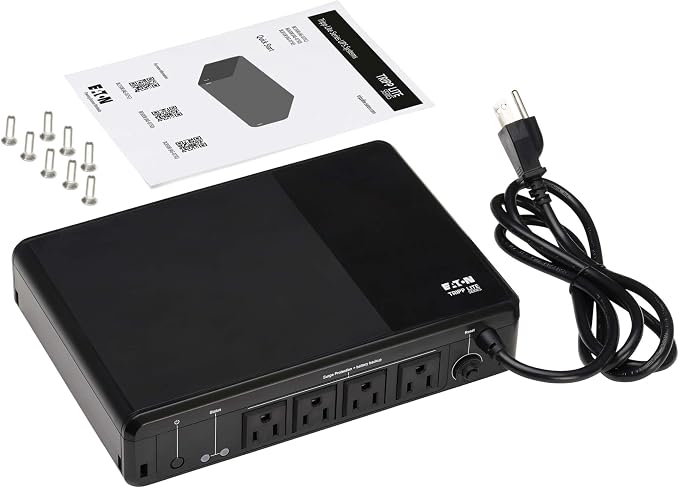 Tripp Lite 600VA UPS Desktop Battery Backup and Surge Protector, 300W, 4 Outlets, Home & Office UPS, Small Form Factor, Wall Mounting Option, 5ft Cord, 3-Year Warranty (BC600R)