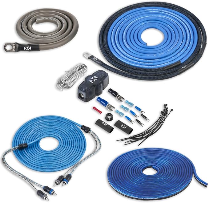 NVX Full Spec 4 Gauge AWG 100% OFC Complete 2-Channel Amplifier Wiring Kit with RCA Cable - XKIT42