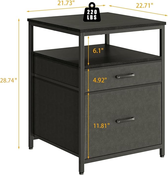 Herture Mini Fridge Stand with 3 Storage, Mini Fridge Cabinet, Beverage Fridge Table, Heavy Duty 21.3" L* 22.7" W Tabletop, for Dorm, Apartment,Office, Bedroom Black HB01BXB