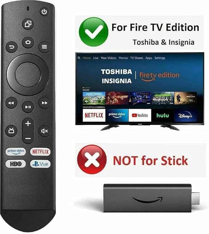 Universal Remote Control for All Insignia, Toshiba, Pioneer, FTV Smart TV 49LF421U19 50LF621U19 55LF621U19 TF-43A810U21 NS-24DF310NA21 NS-39DF310NA21 NS-39DF510NA19 NS-43DF710NA19 [No Voice Function]