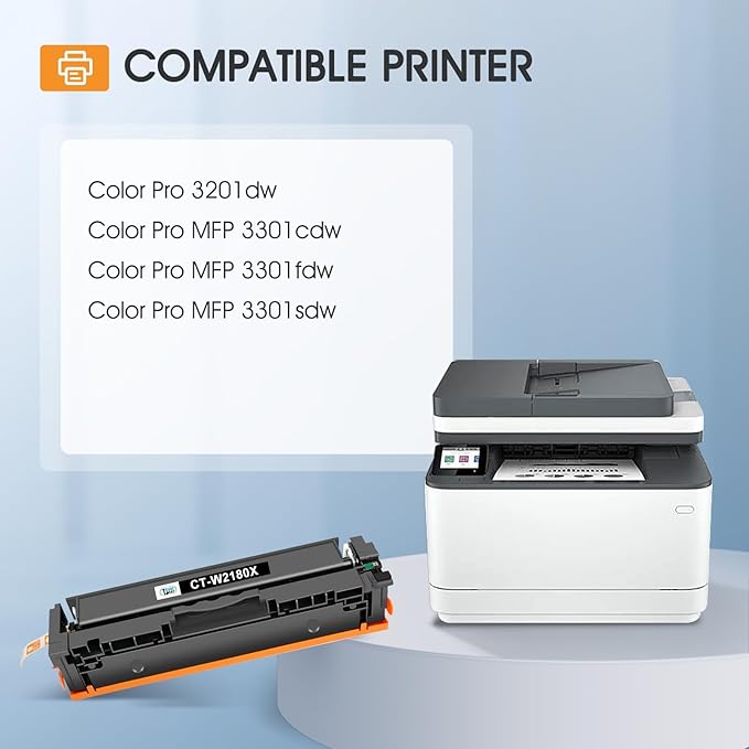 218X W2180X 218A Black Toner Cartridges 2 Pack Compatible Replacement for HP 218X 218A Color LaserJet Pro MFP 3301fdw 3301cdw 3301sdw 3201dw Printer Ink Set W2180X W2180A Black High Yield