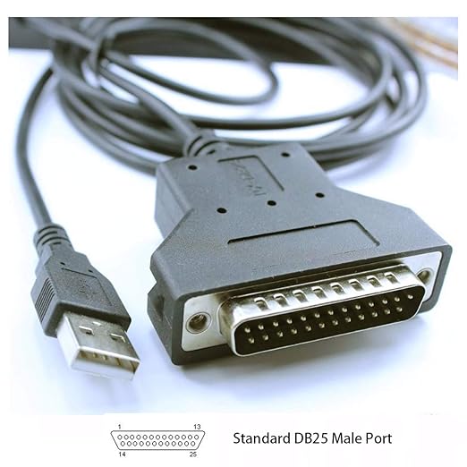 Usangreen Silabs CP2102 USB RS232 Serial Printer Adapter Cable to DB25 for Bar Code Printer Scanner (180CM)