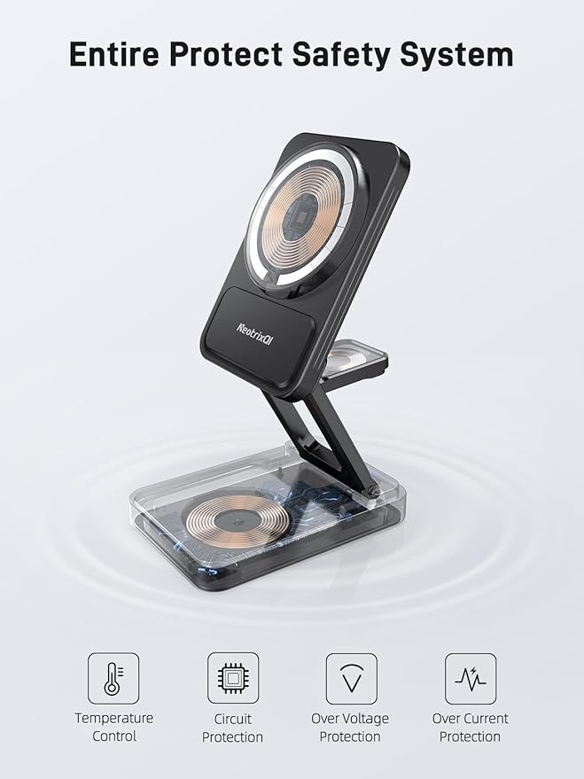 Magnetic Wireless Charger for Samsung, 3 in 1 Aluminum Alloy Charging Station for Samsung Galaxy S26 Ultra/Z Fold7/Flip7/Buds4, Qi2 Foldable Travel Watch Charger for Galaxy Watch Ultra/8/7