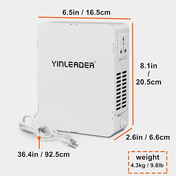 Yinleader Voltage Converter 120V to 240V OR 110V to 220V Step Up Transformer Using 220/230/240 Volt European Asian China Small Appliances in US (1000W)
