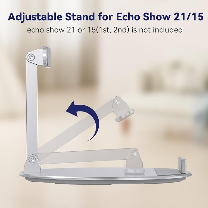 Adjustable Stand for Echo Show 15 (1st, 2nd Gen) and Show 21, Rotatable and Tiltable, Foldable Alexa Show 15 Table Stand, Aluminum Echo Show 15 Desk Holder