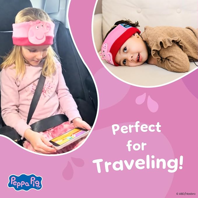 Peppa Pig Headphones - Kids Headband Headphones - Bluetooth Wireless Headband - Comfortable Headphones for Plane - Safe Volume Limit - Adjustable, Travel, School, and Sleep (George Pig)