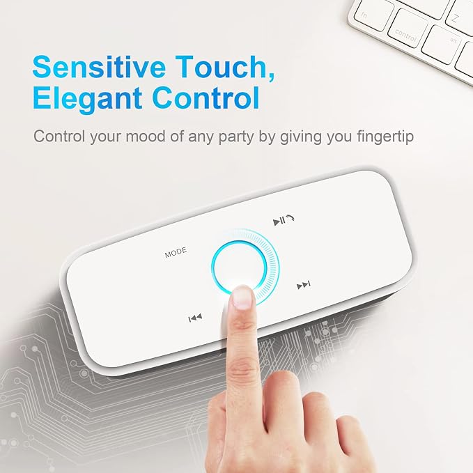 DOSS SoundBox Touch Wireless Bluetooth Speaker-12W HD Sound with Rich Bass, IPX5 Waterproof, 20H Playtime, Handsfree, for Gatherings, Home, Office, Outdoor, Travel-Upgraded