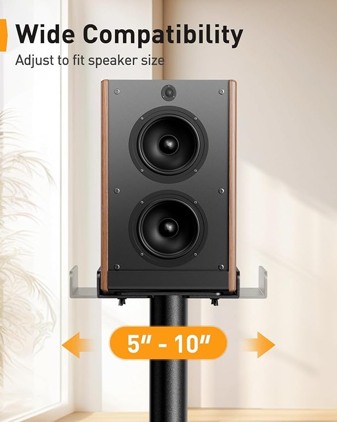 Perlegear Universal Speaker Stands Pair with Cable Management, 33.6 inch Speakers Stands for Bookshelf Speakers, Satellite Speakers & Surround Sound Speaker Holds to 22lbs (PGSS2)