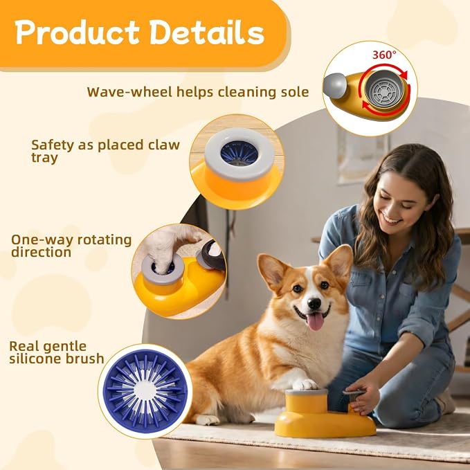 Mechanical Dog Paw Cleaner-Manually Driven Spinning-Cup Washer for All Breeds (Small-Medium)
