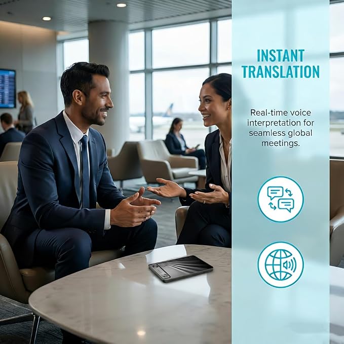 MMQ AI Voice Recorder with Real-Time Interpreter, AI Transcription, Summarize, 120+ Languages, Note Taker and Live Translation for Calls and Meetings, Ultra-Slim, APP Control, Case Included