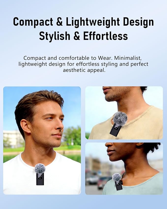 4 Wireless Lavalier Microphone for iPhone Android Phone Pad Computer, Pro Lapel Mini Microphone for Video Recording Vlog Podcast Stream YouTube TikTok, 48KHz 24Bit, Reverb,Noise Cancelling
