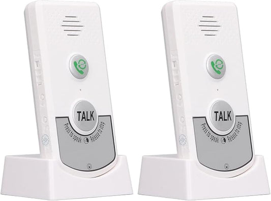 Intercoms Wireless For Home 2 Way Talk Doorbell Voice Intercom, Walkie Talkies Long Range 1000ft Caregiver Pager Intercom Intercomunicador Indoor Outdoor System for Home Hospital Office (White)