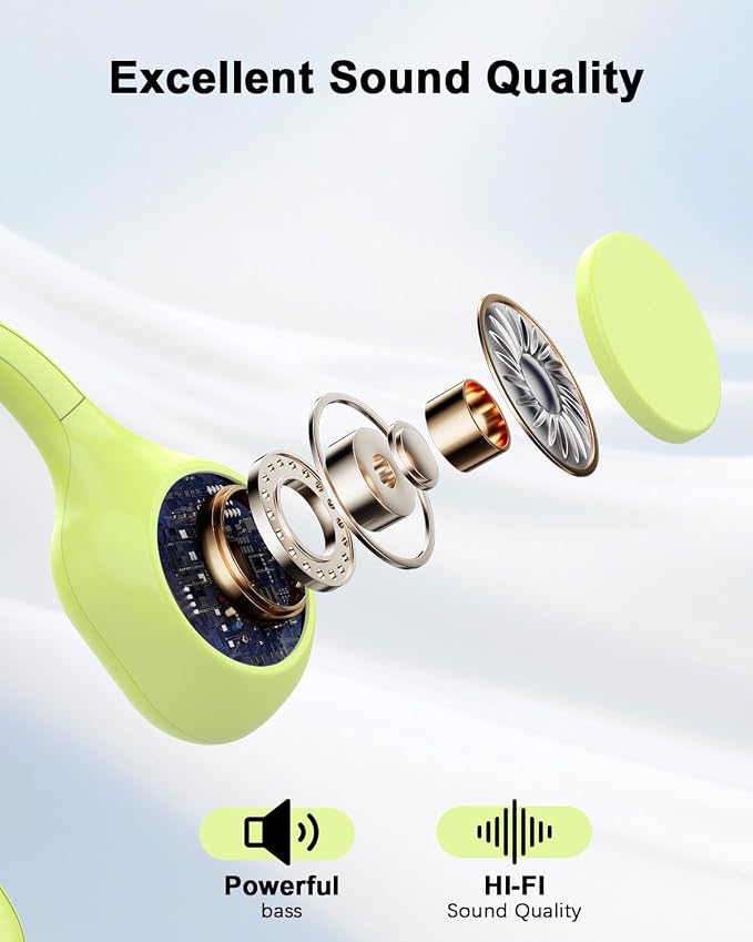 SANOTO Bone Conduction Headphones Wireless Open Ear Headphones, Lightweight Bone Conduction Earbuds IPX5 Waterproof Sport Bluetooth Earphones for Running Cycling Workout (Green)