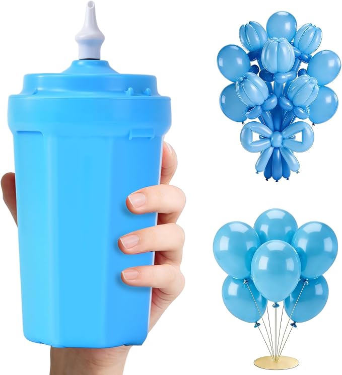 Portable Balloon Pump Electric, Rechargeable Cordless Balloon Pump Inflator for All Balloons, Latex 260q Foil Mylar Balloon Inflation, Quick-Fill Inflator& Deflator for Inflatables,Blue