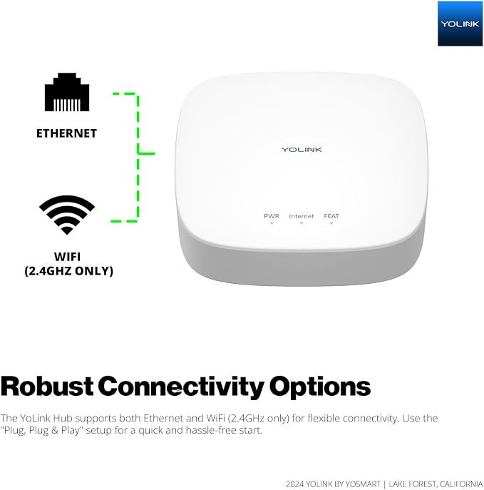 YoLink Smart Home Leak Detection Starter Kit – Hub + 4 Water Leak Sensors (0 dB), LoRa Long-Range, Alexa & IFTTT Compatible, Instant App/SMS/Email Alerts, Up to 5-Year Battery