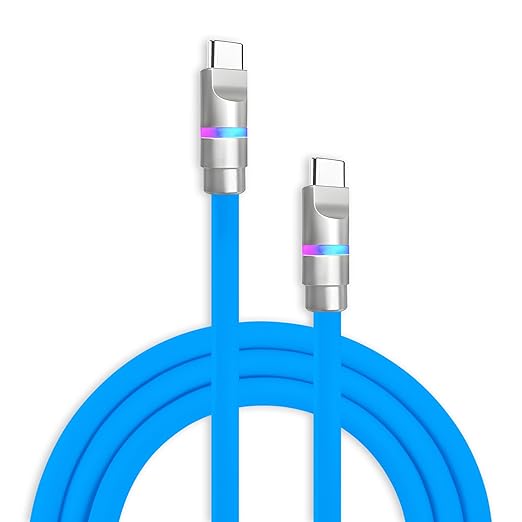 chubbycable Neon Chubby - Fast Charge Cable with Smart Light RGB Color Gradual Light Up 100W Charging Cord LED USB C Cable Compatible with iPhone 17-15 Series, Blue, Type-C to Type-C, 3.3 FT