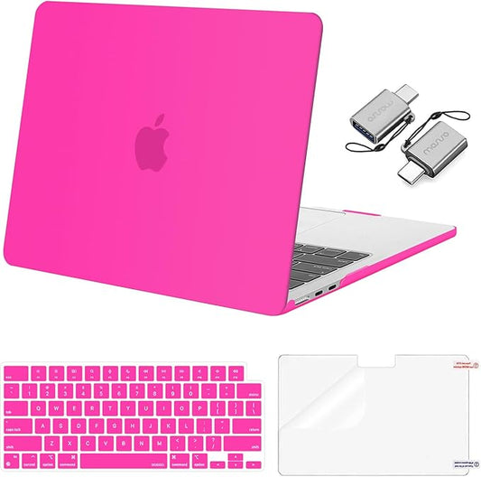 MOSISO Compatible with MacBook Air 13 inch Case M5 2026 M4 2025 M3 M2 2024-2022 A3449 A3240 A3113 A2681, Hard Shell&Keyboard Cover&Screen Film&Type C for MacBook Air 13.6 inch Case, Bright Rose