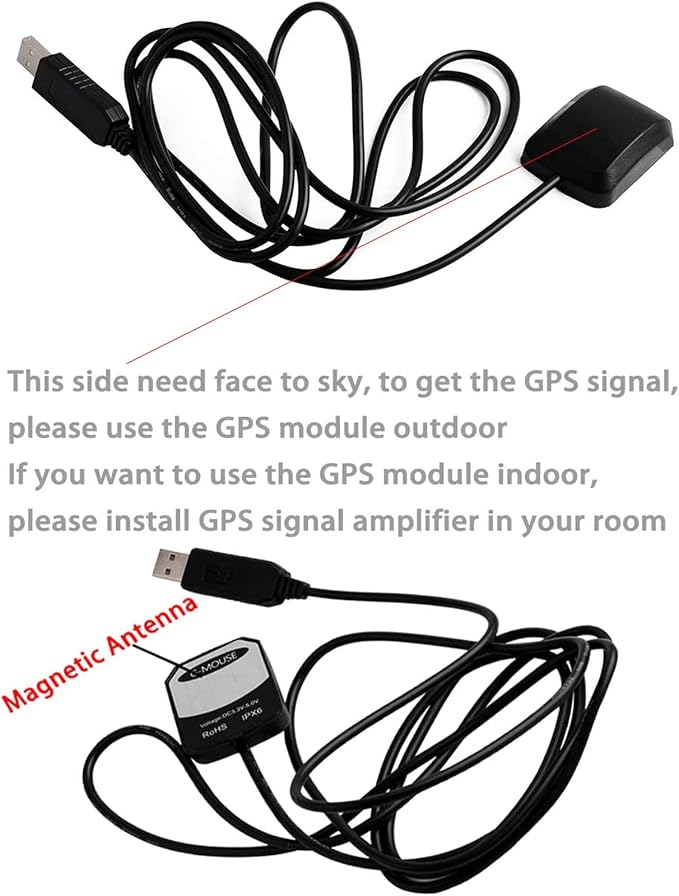 2PCS VK-162 G-Mouse USB GPS Dongle Navigation Module External GPS Antenna Remote Mount USB GPS Receiver for Raspberry Pi Support Google Earth Window Linux