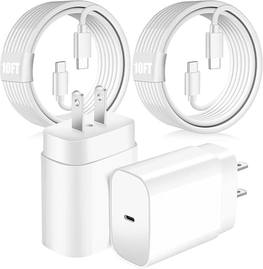 Super Fast Samsung Charger 25W USB C Android Phone Charger Block,2Pack 10FT Long Samsung Charger Fast Charging Cord Type C Wall Chargers for SamsungGalaxy S26 Ultra/S26+/S25 Ultra/S24+/S23/S22/S21/S20