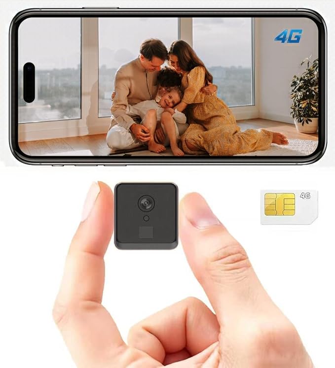 4K Hidden Camera,Security Camera No WiFi with 4G SIM Card - WiFi Wireless Cam - Spy Cameras - Small Camera with Motion Detection and Night Vision - Small Camera with App Control - Ideal Indoor Cameras