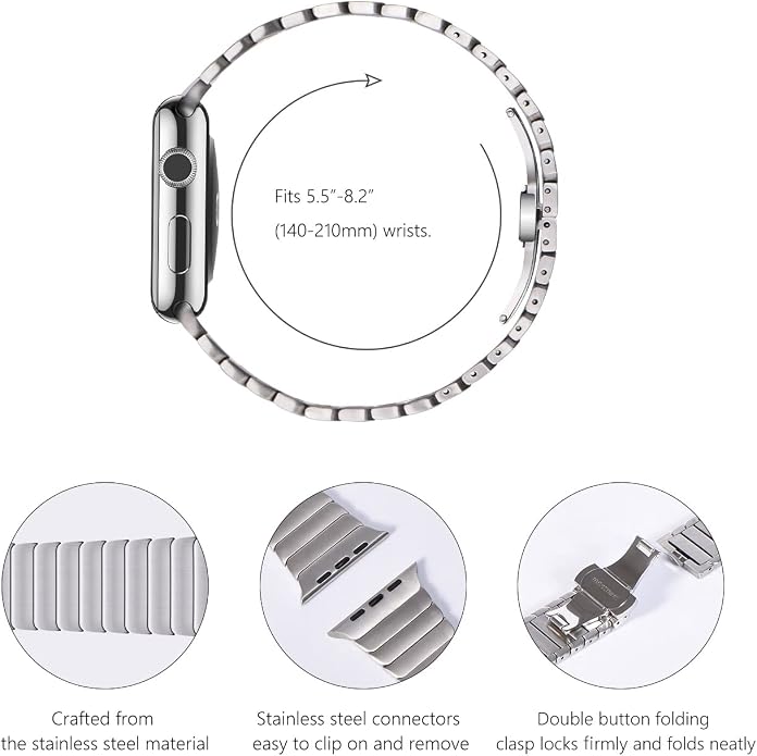 NewWays Titanium & Stainless Steel Link Bracelet for Apple Watch Band Ultra 3 2 1 Band 49mm Series11 10 46mm 42mm 45mm 44mm 41mm 40mm 38mm Series 3-11