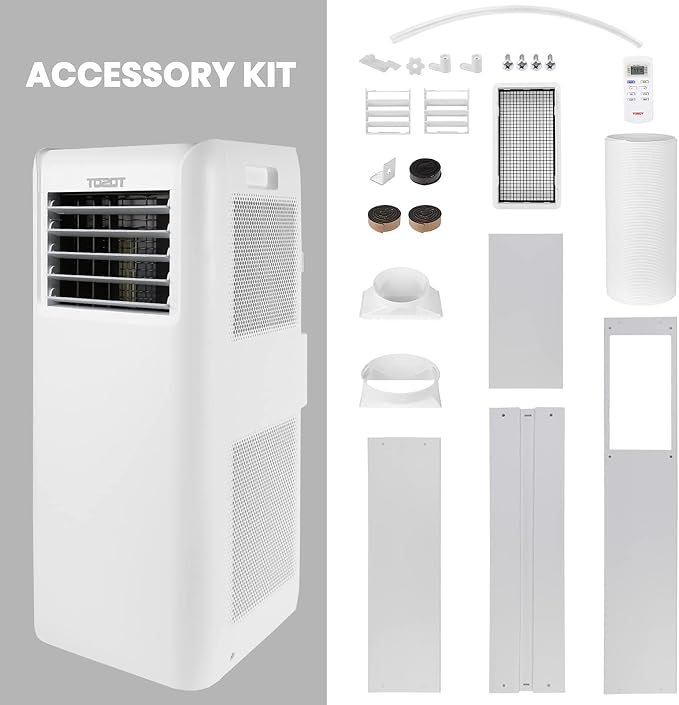 TOSOT 9,000 BTU Air Conditioner Easier to Install, Quiet and 3-in-1 Portable AC, Dehumidifier, Fan for Rooms up to 250 Sq Ft, Aovia Series, White