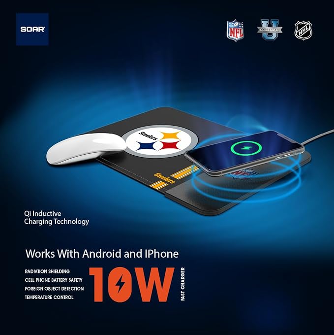 SOAR NCAA Unisex Cell Phone Wireless Charging Mouse Pad
