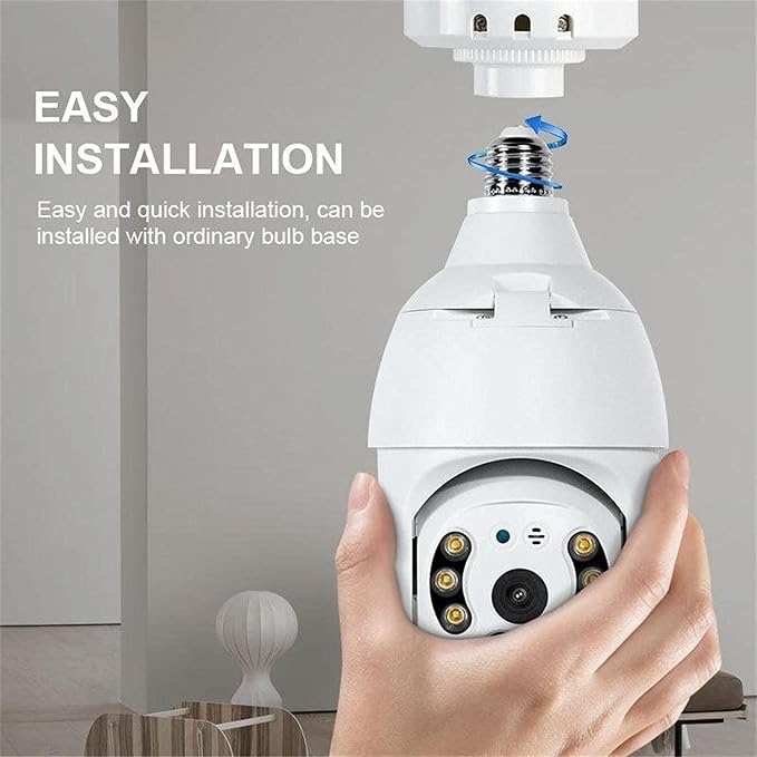 2Pcs Light Bulb Security Camera 2.4GHz & 5G WiFi Outdoor, 1080P E27 Light Socket Security Camera, Indoor 360° Home Security Cameras, Full Color Day and Night, Smart Motion Detection (2PCS, Support 5G)