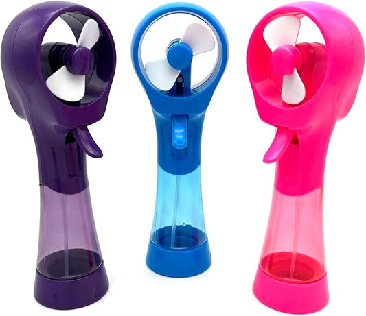BJPEY Water Misting Fan Handheld Battery Powered Portable Personal Cooling Fans for Travel, Beach, Camping (Blue+Purple+Pink)