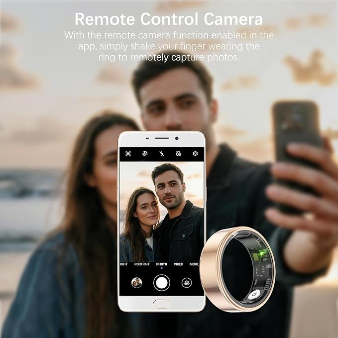 Smart Rings for Women Men, Fitness Ring with Heart Rate, Blood Oxygen, HRV, Stress, Sleep Tracker, Step Tracker, No Subscription Fee, lP68 Waterproof Smart Ring for iPhone & Android (Rose Gold,7#)