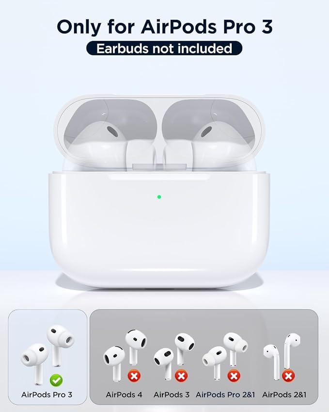Replacement Charging Case for AirPods Pro 3 – Compatible with AirPods Pro 3rd Generation, Easy Pairing Button, 660mAh Battery, Type-C & Wireless Charging (White, Case Only)