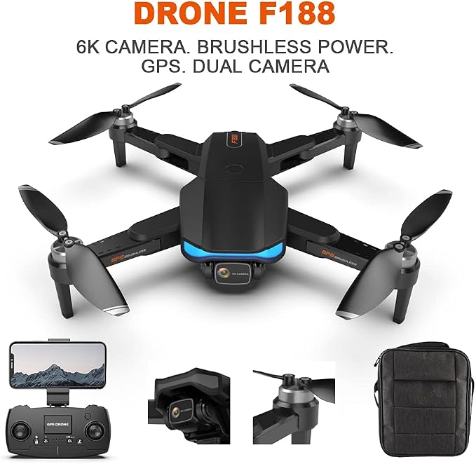 GPS Folding Drone with Brushless Motors, 6K HD Camera, 56 Min Flight, 1000M Range | Altitude Hold, Auto Return, RC Quadcopter for Adults