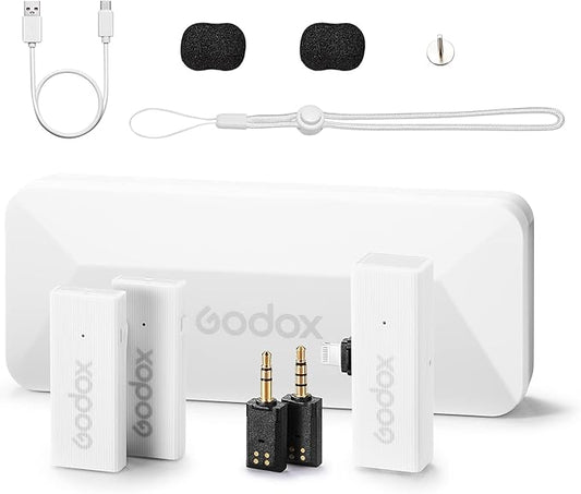 GODOX MoveLink Mini Wireless Microphone, 100m Range, 2.4GHz Noise Cancelling Mic, Omnidirectional Lavalier Microphone for Record Interviews, Vlogs