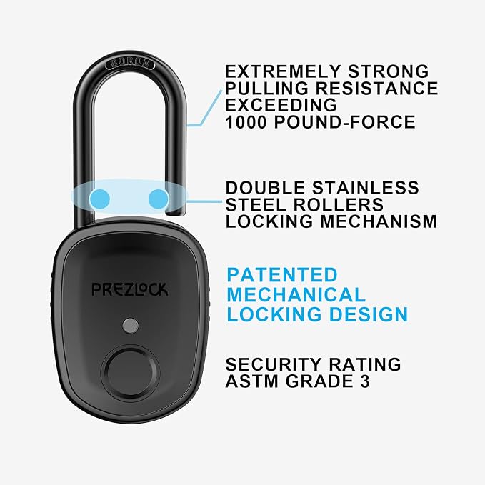 Fingerprint Padlock with Key Backup, 2keys, Smart Padlock with Keyless Biometric, Suitable for Outdoor and Heavy Duty, IP65 Waterproof.