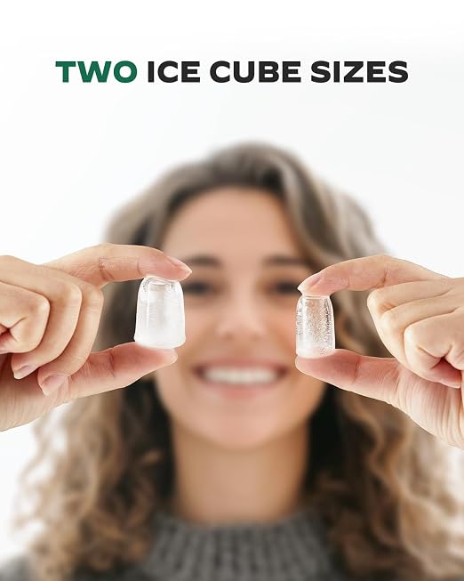 Silonn Countertop Ice Maker with 2.5L Expandable Ice Basket, 26.5lbs/24H, 9 Cubes in 6 Mins, 2 Ice Sizes, Self-Cleaning & LED Touch Control for Home Kitchen Office