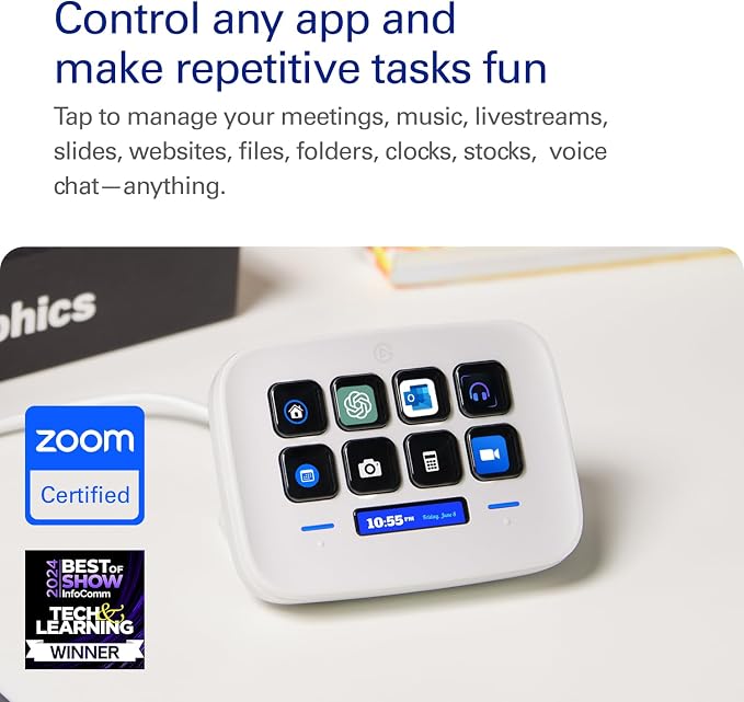 Elgato Stream Deck Neo – 8 Customizable Keys, 2 Touch Points, Speed Through Tasks & Workflows - Control Word, Excel, PowerPoint, Teams, Zoom, Spotify and more, Drag-’n-Drop Setup - Works with Mac & PC