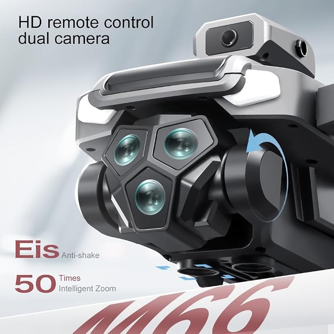 M66 Drone with New Foldable Remote Control with Screen, Two-batteries, Brushless Motor, Altitude Hold, One Key Take Off/Landing, with Black Outdoor Carrying Case.