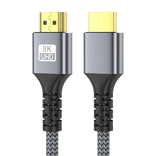 8k Hdmi Cable 10ft Ultra High Speed HDMI 2.1 Cable 8K@60HZ 4K@120HZ 48Gbps HDMI Cord for HDTV,PS4,PS5,Monitor Laptop,Xbox,HDCP 2.2&2.3 Support HDR,eARC,Dolby.(Silvery)