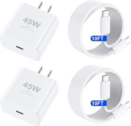 iPhone 17 16 Pro Max Charger Fast Charging, 45W USB C iPhone 17/16 Super Fast Charger Block with 10ft Long Type C Charging Cable Cord for iPhone 17 Pro Max/17 Pro/Air/17/16/16Pro/16ProMax/Plus/15/S25